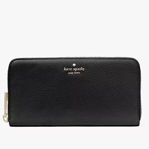 Kate Spade New York Lena Large Continental Wallet Black Pebbled Leather
